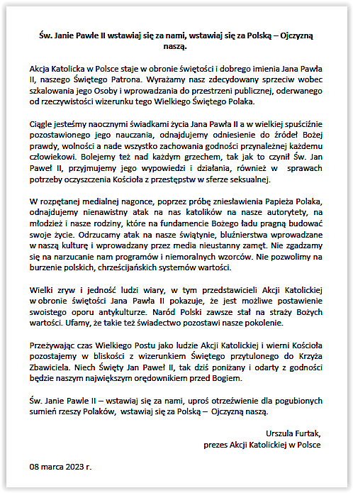 Akcja Katolicka w obronie JPII2